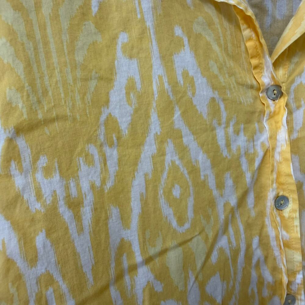 Chicos Size 3 XL Yellow White Ikat Button Down Top Blouse Lightweight - Picture 4 of 4